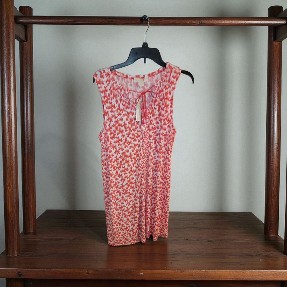 (NWT)Michael Kors Size Large Red and White Floral Womens Dress - Picture 7 of 8